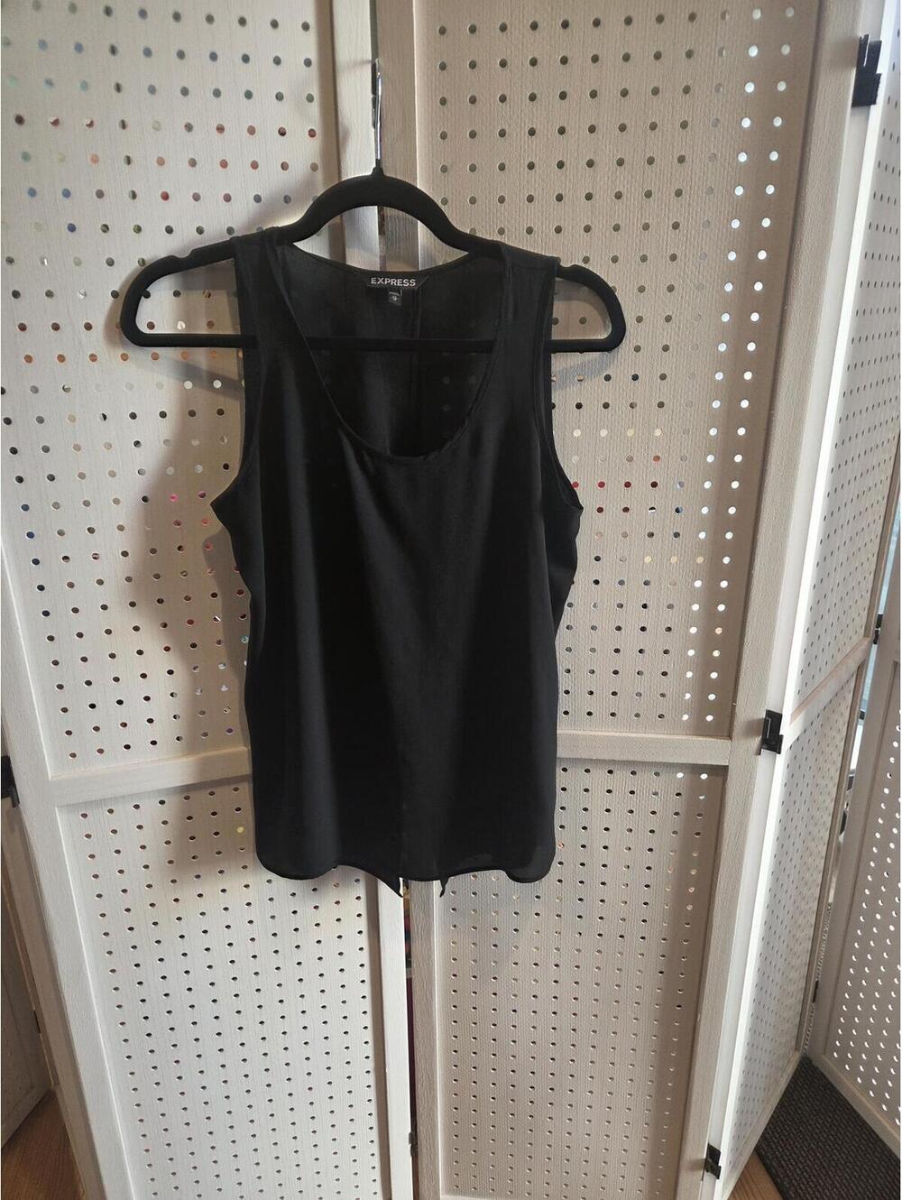 Express Black Sleeveless Top with Back Slit Detail xs